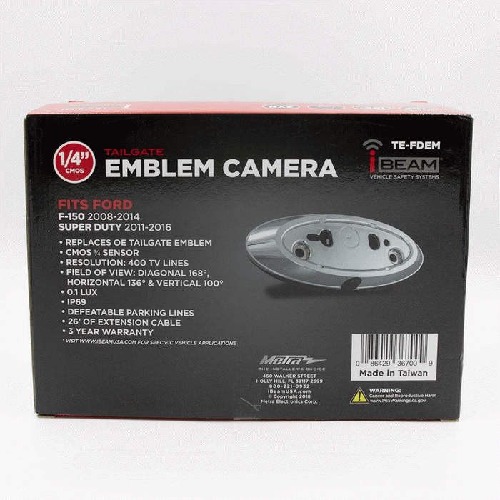 TE-FDEM METRA Rear-View Ford Tailgate Emblem Backup Camera 2003-2017