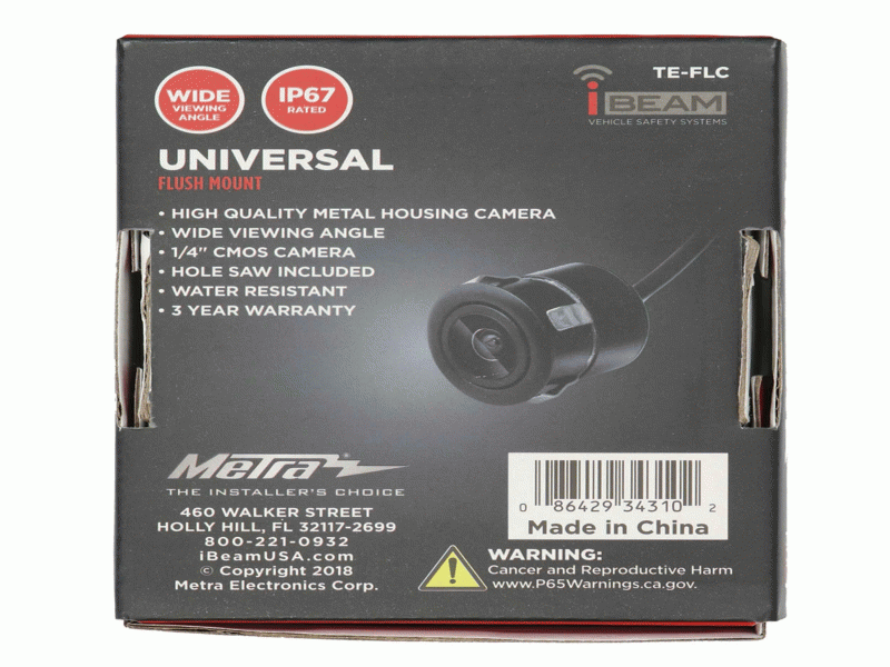 TE-FLC METRA Flush Mount Backup Camera with Metal Housing
