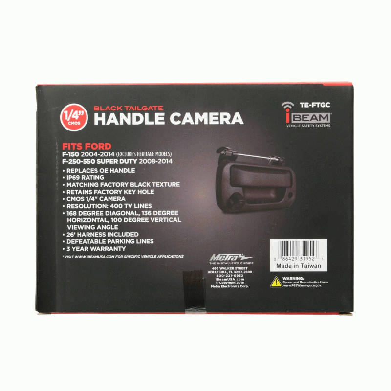 TE-FTGC METRA Rear-View Ford Tailgate Handle Backup Camera 2004-2014