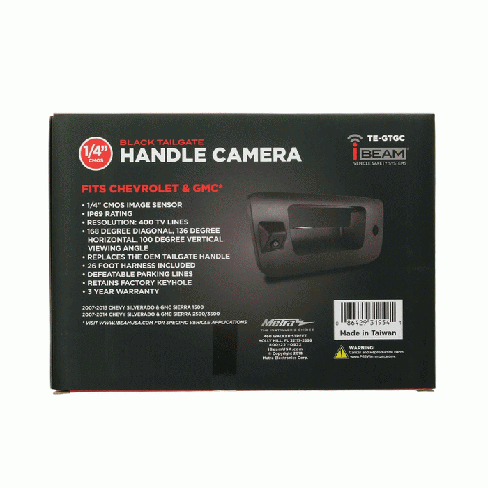 TE-GTGC METRA Rear-View Chevy/GMC Tailgate Handle Backup Camera 2007-2014