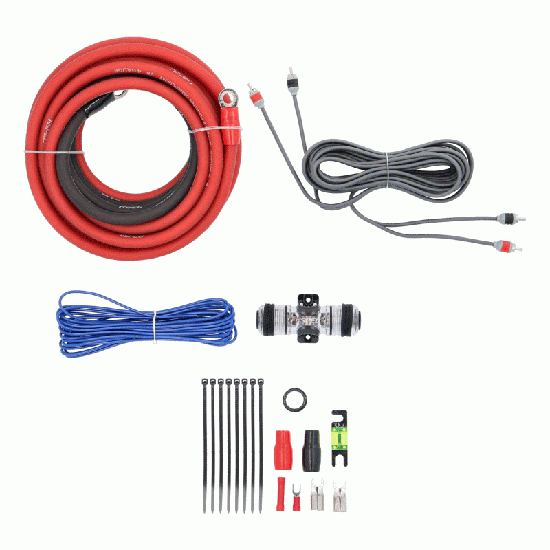 V8-AK4 METRA 4 Gauge OFC 4 AWG Complete Amplifier Amp Installation Wire Kit 4GA (Oxygen Free Copper)