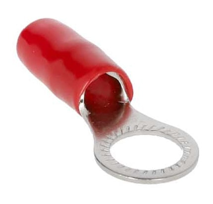 V8-RTN19 METRA V8 Series Red or Black 3/8" Nickel Plated Ring Terminal for 8 Gauge Wire (Each)