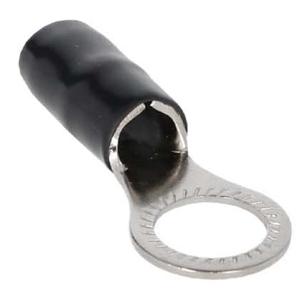 V8-RTN18 METRA V8 Series Red or Black 5/16" Nickel Plated Ring Terminal for 8 Gauge Wire (Each)