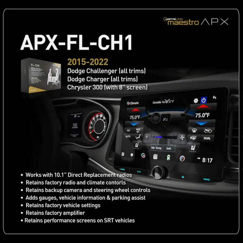 APX-FL-CH1 iDatalink Maestro Dash & Wiring Installation Kit for APX Floating Radio | 2015-2023 Chrysler & Dodge Vehicles