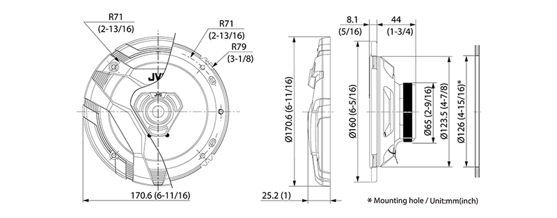 CS-DF620 JVC DRVN DF Series 6.5" 6 1/2 Inch Coaxial 2 Way Speakers Factory Replacement 25W RMS 4 Ohm Car Audio (Pair)