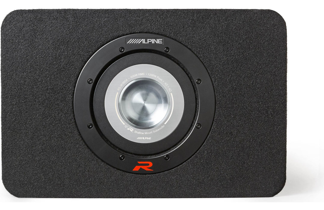 RS-SB10 Alpine R-Series 10" Shallow Subwoofer Sub Single Loaded Down Firing Enclosure 600W RMS 2 Ohm