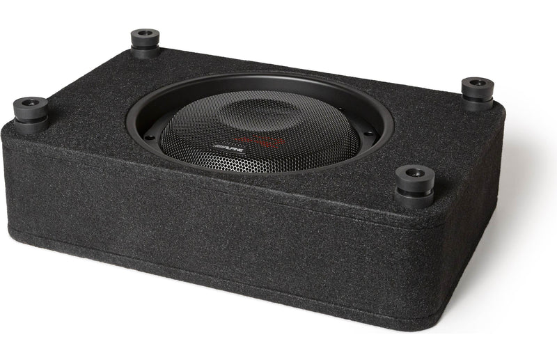 RS-SB10 Alpine R-Series 10" Shallow Subwoofer Sub Single Loaded Down Firing Enclosure 600W RMS 2 Ohm