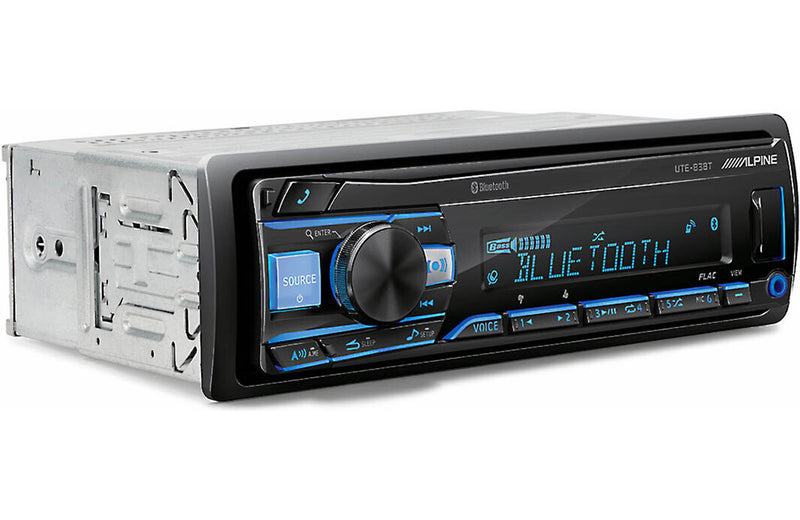 UTE-83BT Alpine Advanced Mech-Less Digital Media Receiver Head Unit Single-Din Radio with Bluetooth® Wireless Technology, AM/FM, USB