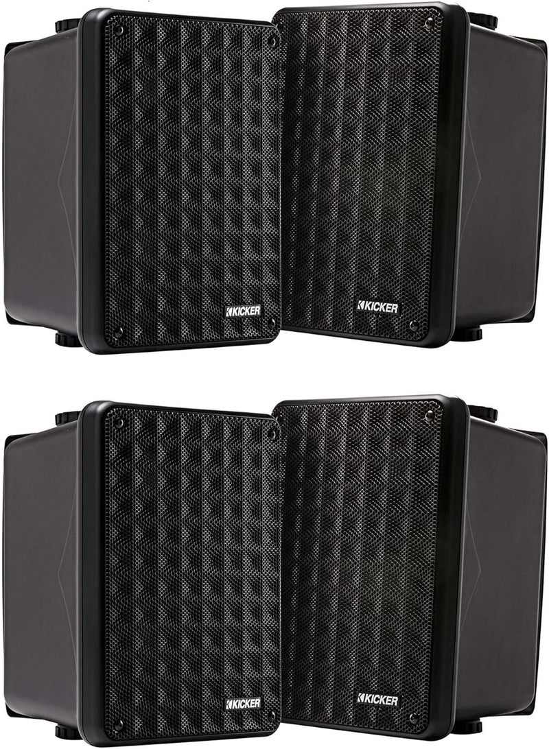 Kicker KB6 Outdoor Indoor Speakers Black 4 pack