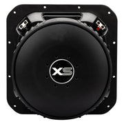 Close-up of the SoloXS logo on the Kicker 52L7XS12 competition subwoofer