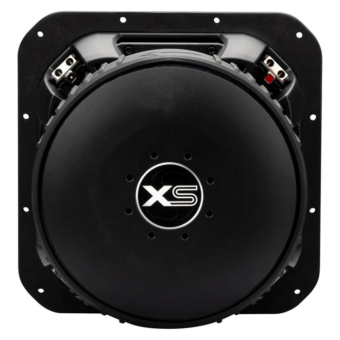 Close-up of the SoloXS logo on the Kicker 52L7XS12 competition subwoofer