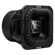 Angled view of the Kicker SoloX L7XS square 12-inch SPL subwoofer