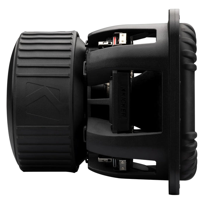 Side view of the Kicker SoloX L7XS square 12-inch SPL subwoofer