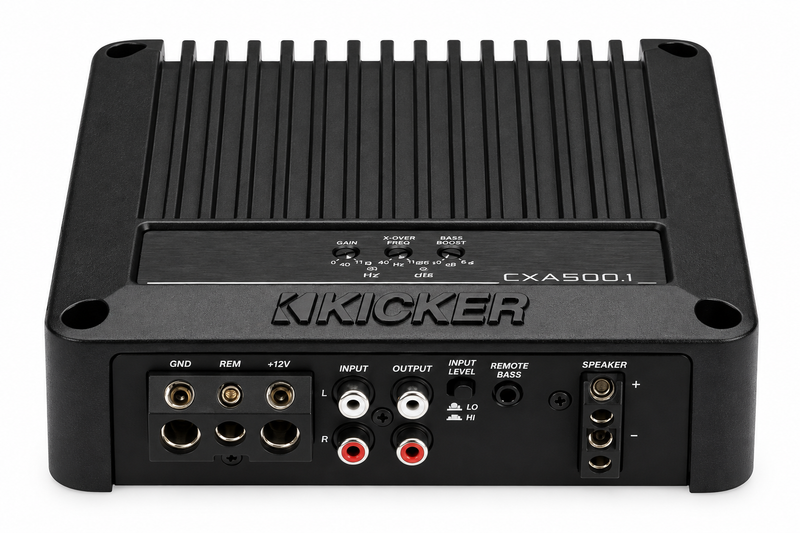 KICKER 53CXA5001 CXA500.1 compact 500 watt RMS mono Class D subwoofer amplifier
