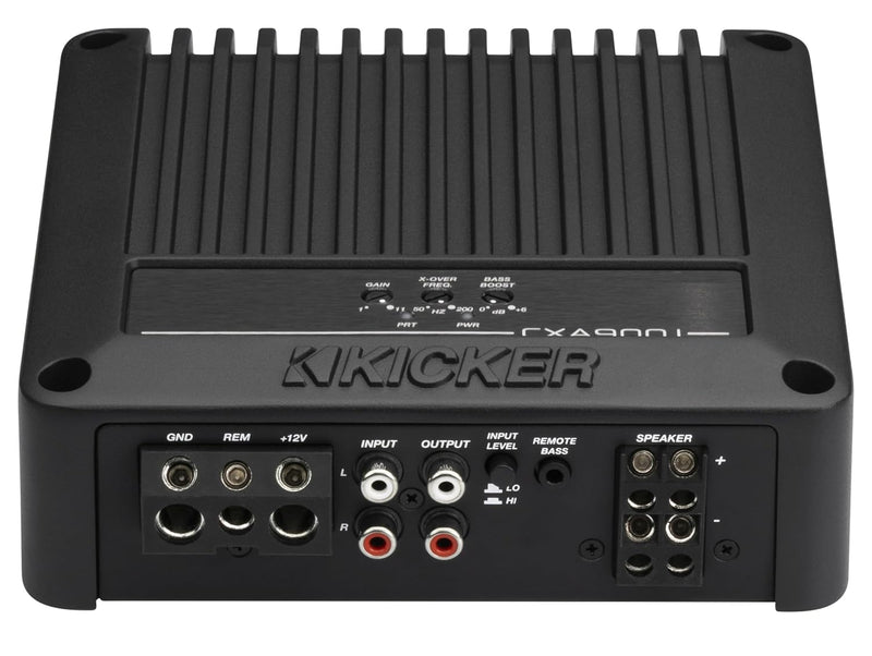 Front view of KICKER 53CXA9001 900W RMS mono amplifier