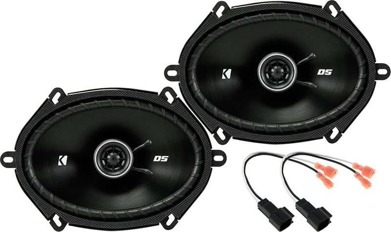 KICKER DS 6x8 inch speaker upgrade bundle for 1999-2014 Ford F150 with two speakers, plug-and-play wiring harnesses and free koozie