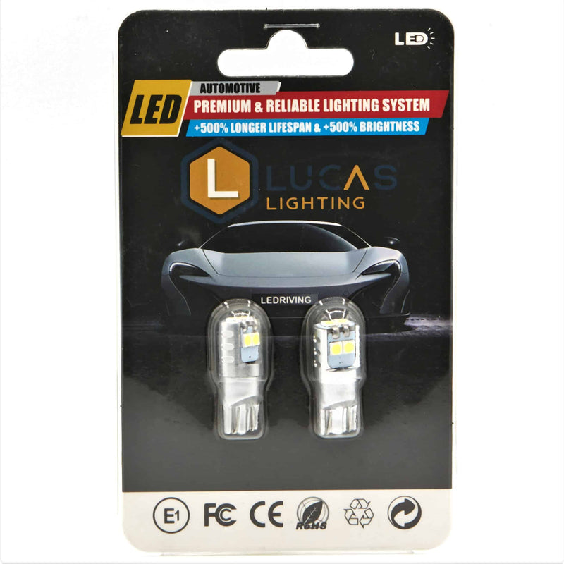 Lucas Lighting L-T106 T10 194 white six-LED CANBUS bulbs two-pack