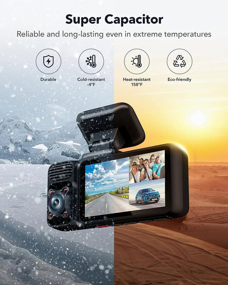 F17 Basic Redtiger 3-Channel 5G Wifi Dash Camera 64GB Storage Sticky Mount