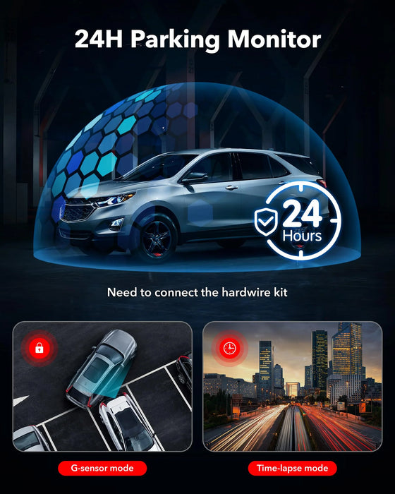 F7NP Redtiger 4K Front + HD Rear Dual Dash Cam Kit App & WiFi Control DVR and Parking Monitoring Camera, 32GB SD Card Included