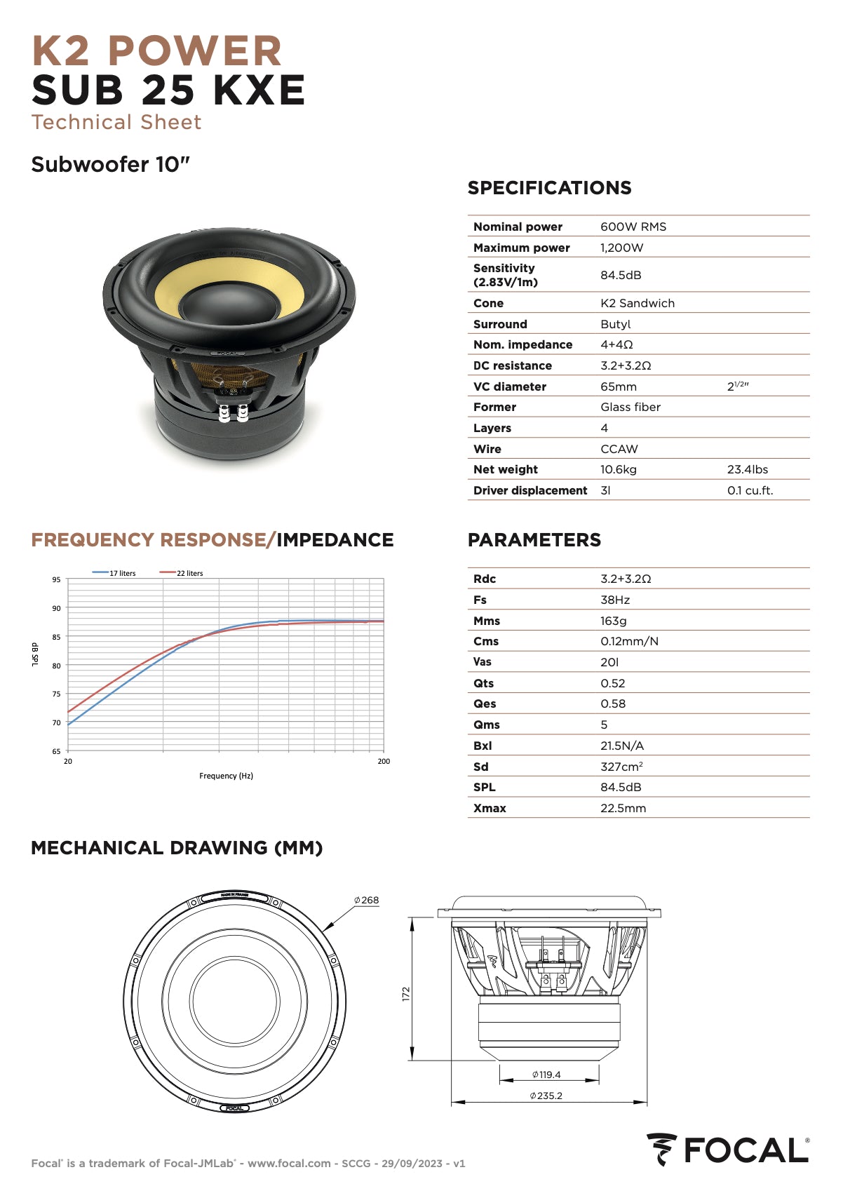 SUB 25 KXE Focal K2 Power Evo 10