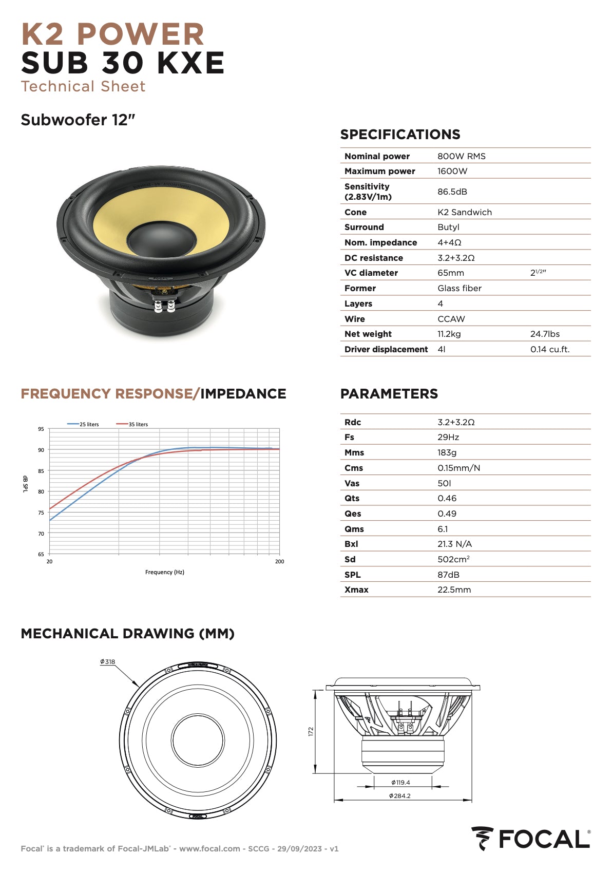 SUB 30 KXE Focal K2 Power Evo 12