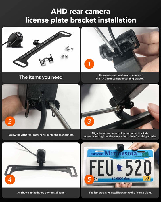 DYCPZJ Wolfbox Reverse Camera License Plate Bracket for Easier Rear Cam Installation