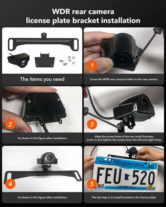 DYCPZJ Wolfbox Reverse Camera License Plate Bracket for Easier Rear Cam Installation